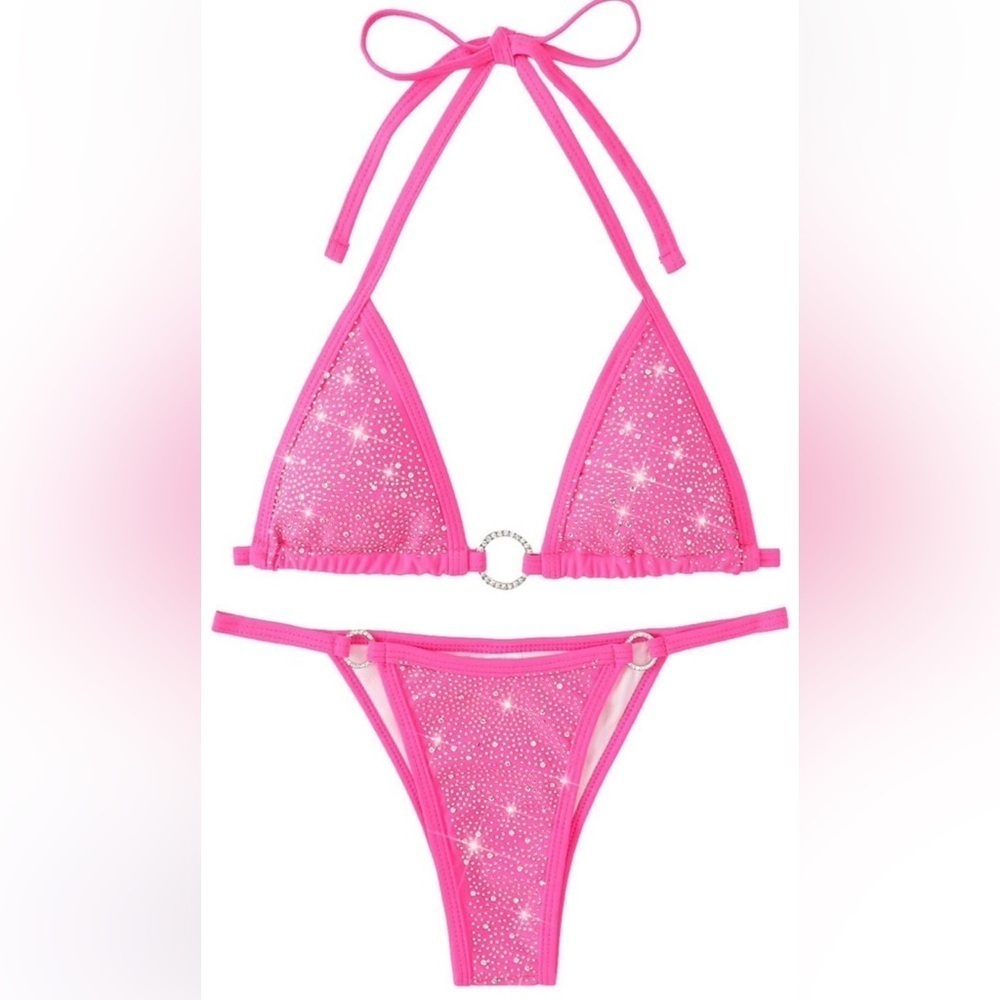 Glamorous Pink Sequin Bikini Set